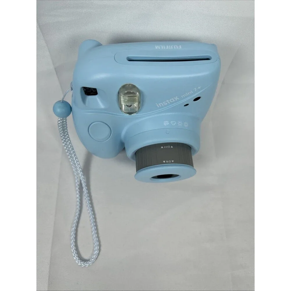 Fujifilm Instax Mini 7+ Instant Film Camera Light Blue Case Album Straps